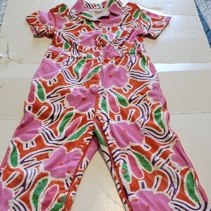 Diane Von Furstenberg Multicolor Floral Jumpsuit Girls Size 4t